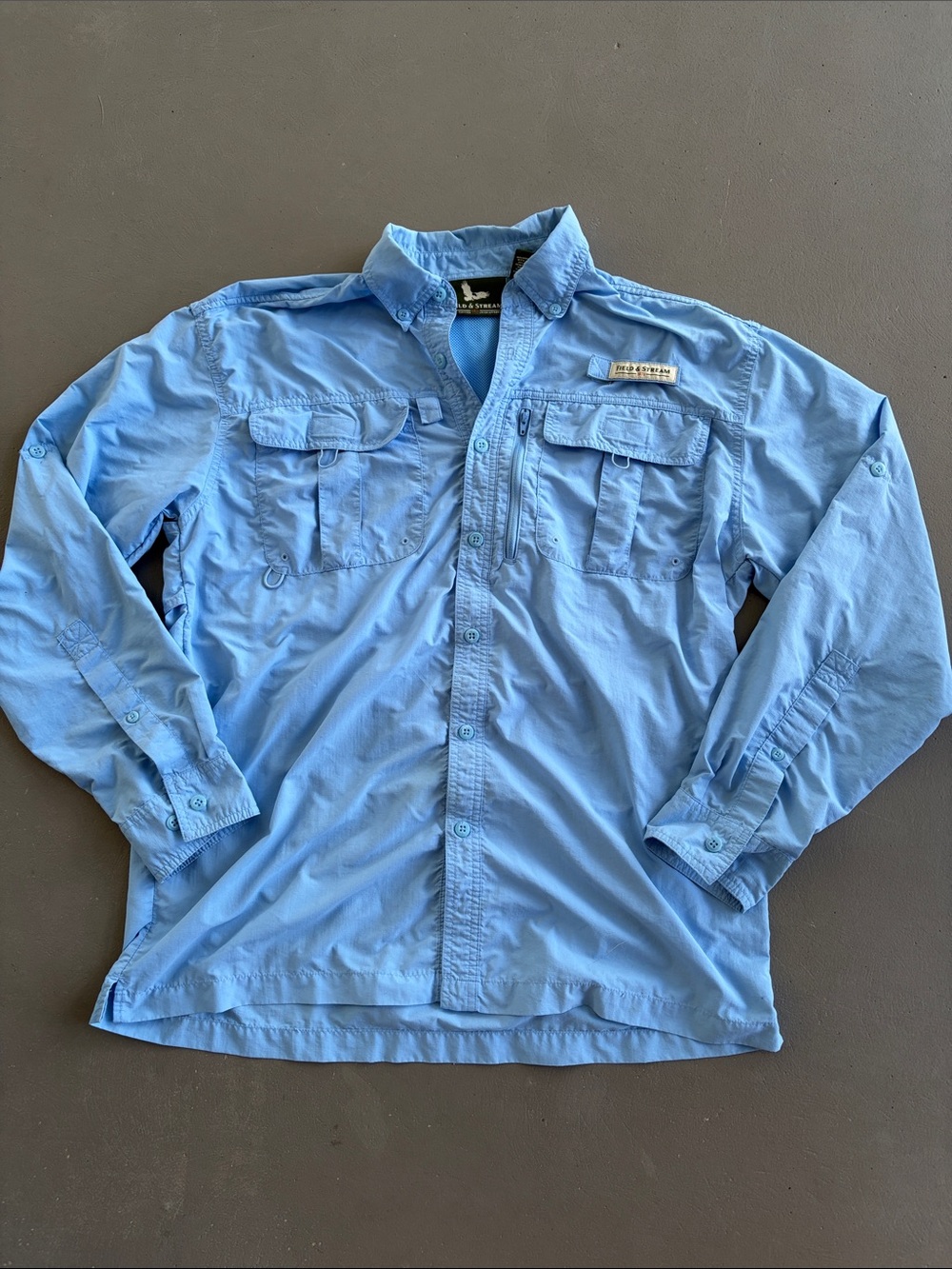 Field & Stream Light Blue Men’s Long-Sleeve Button-Down Sun Shirt Medium
